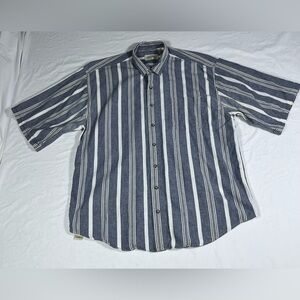 Eddie Bauer XXL Tall Men's Blue and White Striped Button-Up Shirt